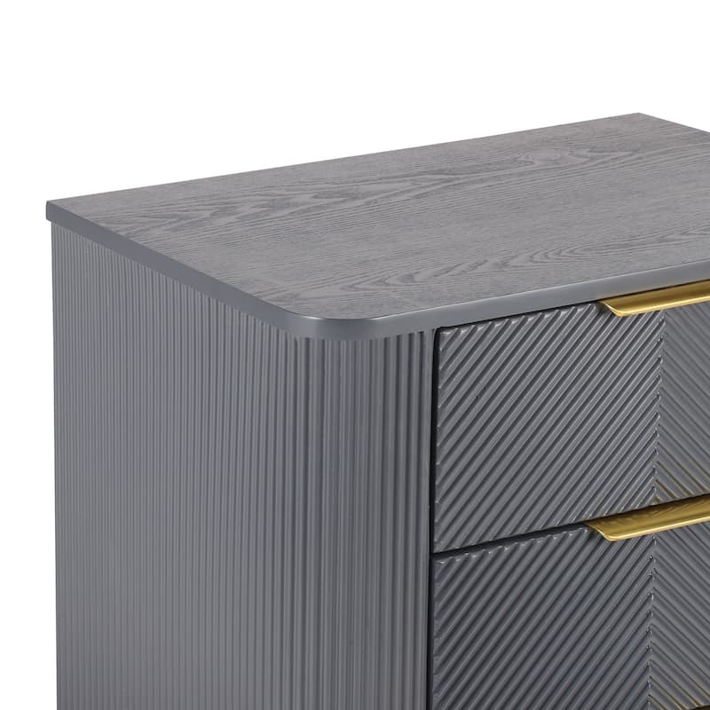 Christopher Knight Home- Nightingale Wood Nightstand with Wavy Groove Design