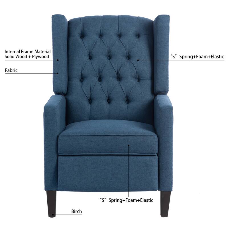 27.16" Wide Manual Wing Recliner Chair with Silver Bubble Nails