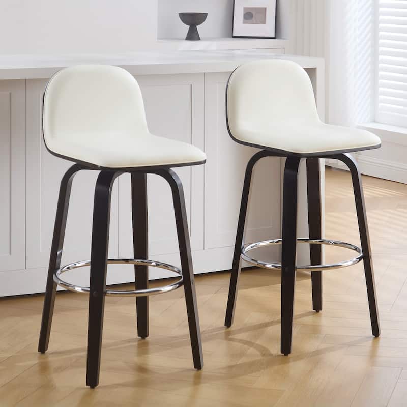 Faux Leather Upholstered Swivel Counter/ Bar Stools with Wood Frame