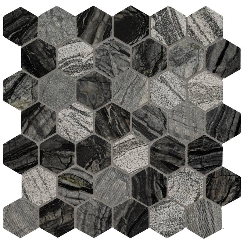 Ackland AKM-S-2X2HXP-CA 12" x 12" Marble Geometric Floor and Wall - Gravelle