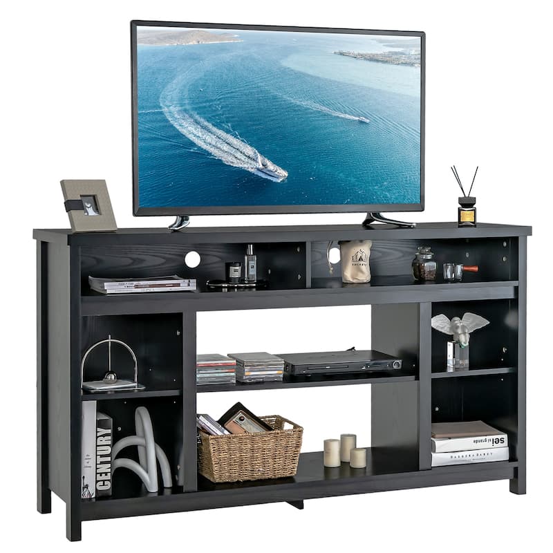 58 Inch TV Stand Entertainment Console Center with Adjustable Open Shelves - 58" x 16" x 33"