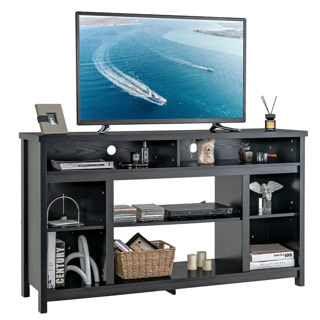 58 Inch TV Stand Entertainment Console Center with Adjustable Open Shelves - 58" x 16" x 33"