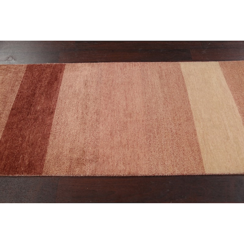 Modern Oriental Gabbeh Kashkoli Runner Rug Wool Hand-knotted - 2'7" x 15'3"