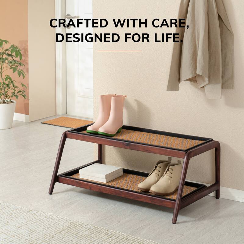 Jani Double-Tier Brown Stand 3-Pair Rubber Boot Trays
