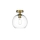 preview thumbnail 7 of 35, 1-light Flush-mount Ceiling Fixture w/ 10-in. Spherical Clear Glass Shade Satin Gold