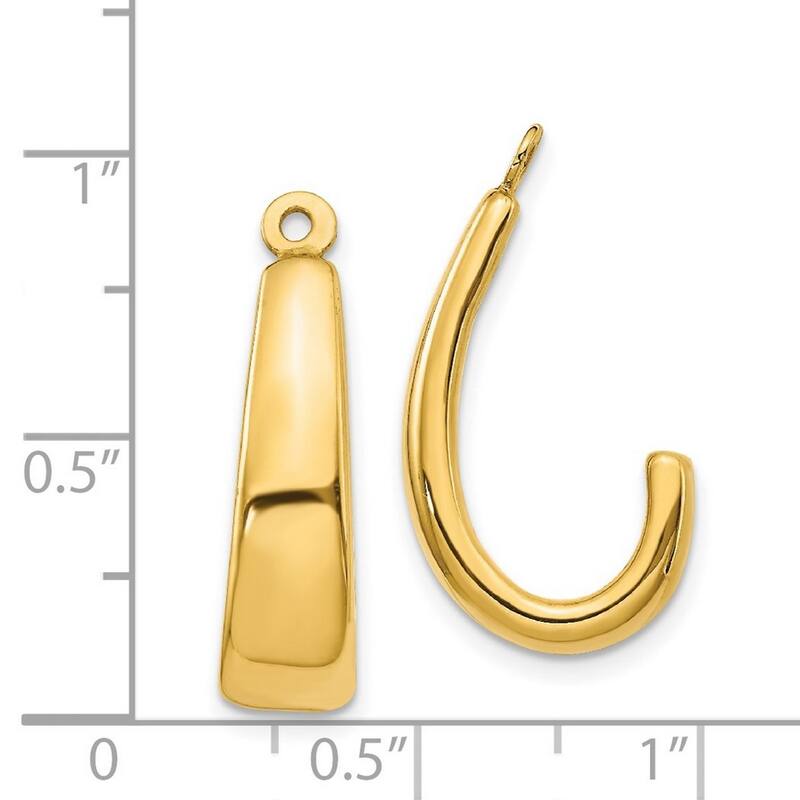 Curata 14k Yellow Gold Polished J Hoop Earrings Jackets - 22x6mm