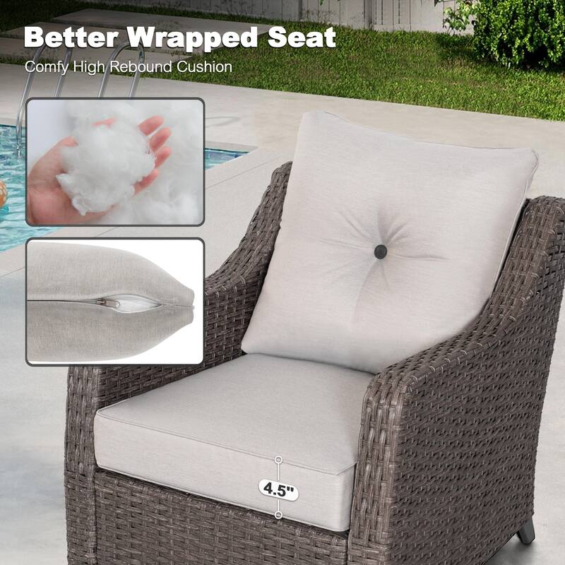 Patio 4-Piece Conversation Set Wicker Sofa Set with Soft Cushions
