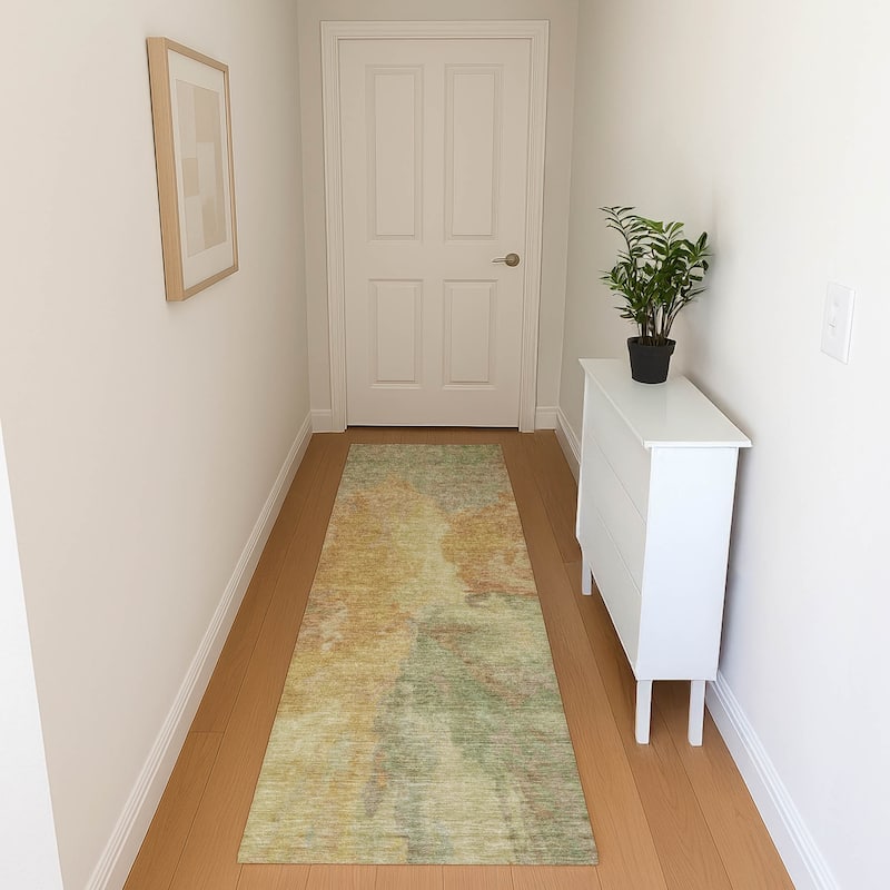 Premium Washable Super Soft Abstract Burst Mayfield Rug - Aloe - 2'3" x 7'6"