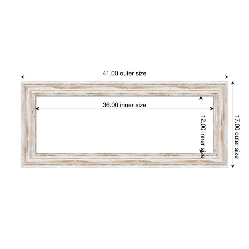 Amanti Art Alexandria Greywash Framed Dry Erase Magnetic Board - 41 x 17 in - Alexandria White Wash