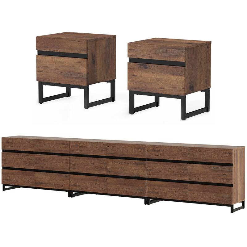 3-Piece Bedroom Furniture Set,Dresser & Chest With 18 Drawers for Bedroom, Bedroom Furniture Set