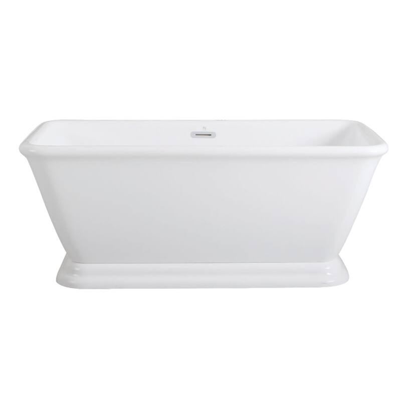 Kingston Brass 66" Pedestal Acrylic Soaking Tub with Center Drain - White