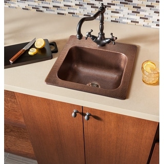 Sinkology Angelico Copper 15" Single Bowl Drop-In Kitchen Sink with 1 Hole