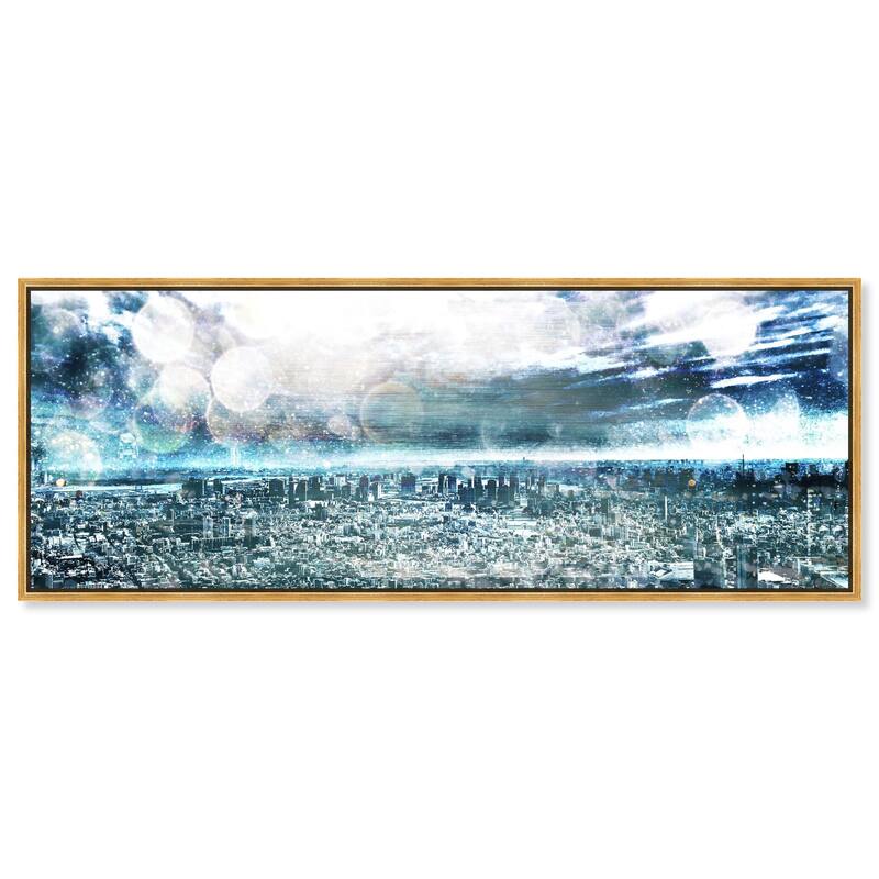 Tokyo Skyline City Panoramic Canvas by Art Remedy - Gold - 54" x 20"