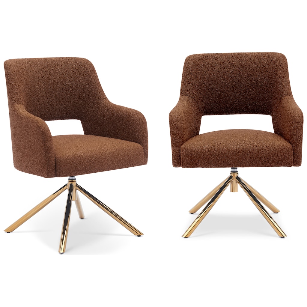 Boucle Polyester Upholstered Swivel Accent Chair - Stain Resistant (Set of 2)