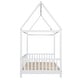 preview thumbnail 26 of 26, Twin/Full Size House Bed with LED Light and Guardrails, Solid Wood Kids Montessori Bed with Roof Frame and Slats Support