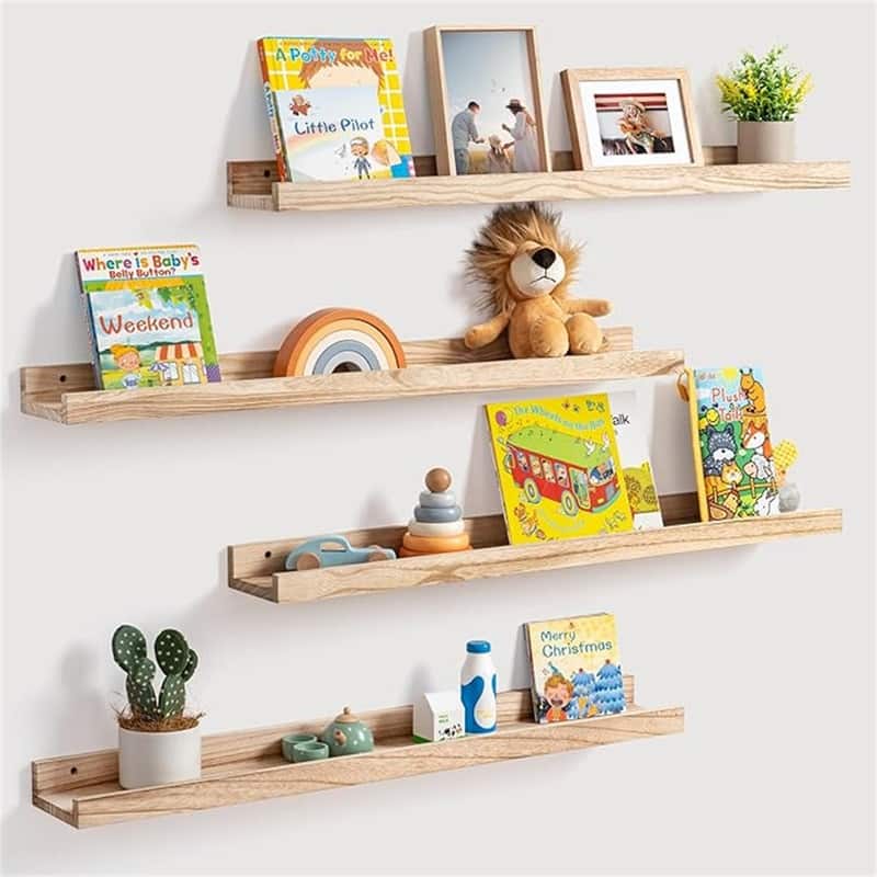 Wooden Picture Shelves for Wall with Ledge - 5.12"D x 36"W x 2.17"H