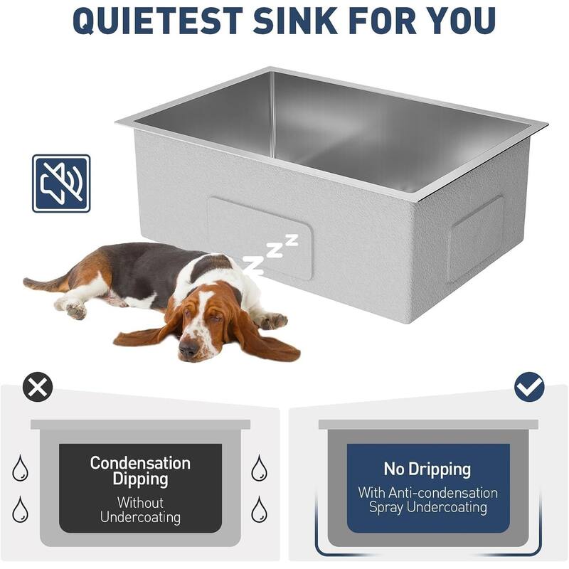 27"X19"X10" Undermount Kitchen Sink with Built-in Accessories for Kitchen Countertop Installation