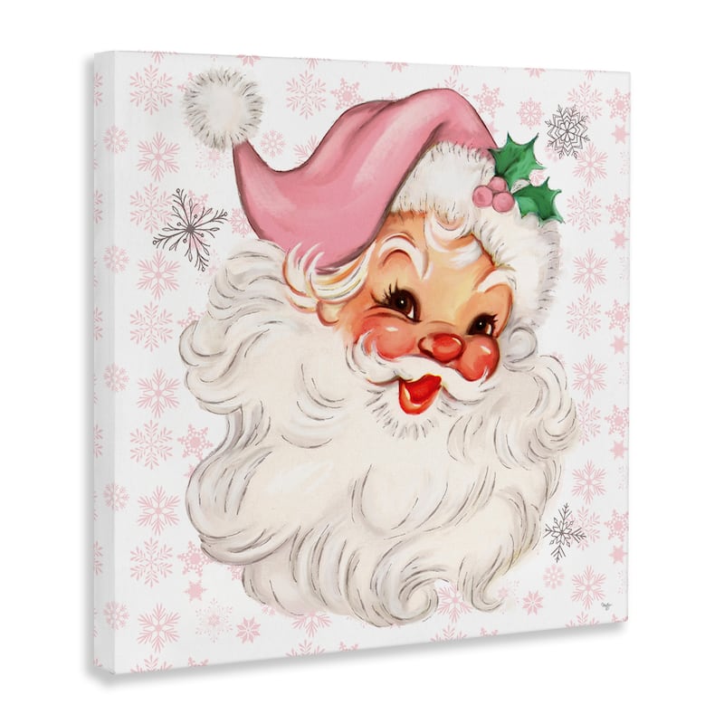 Stupell Pastel Vintage Jolly Santa Canvas Wall Art Design By Mollie B.