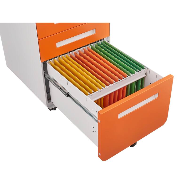 Lockable 3-Drawer File Cabinet with Wheels & Removable Pencil Tray