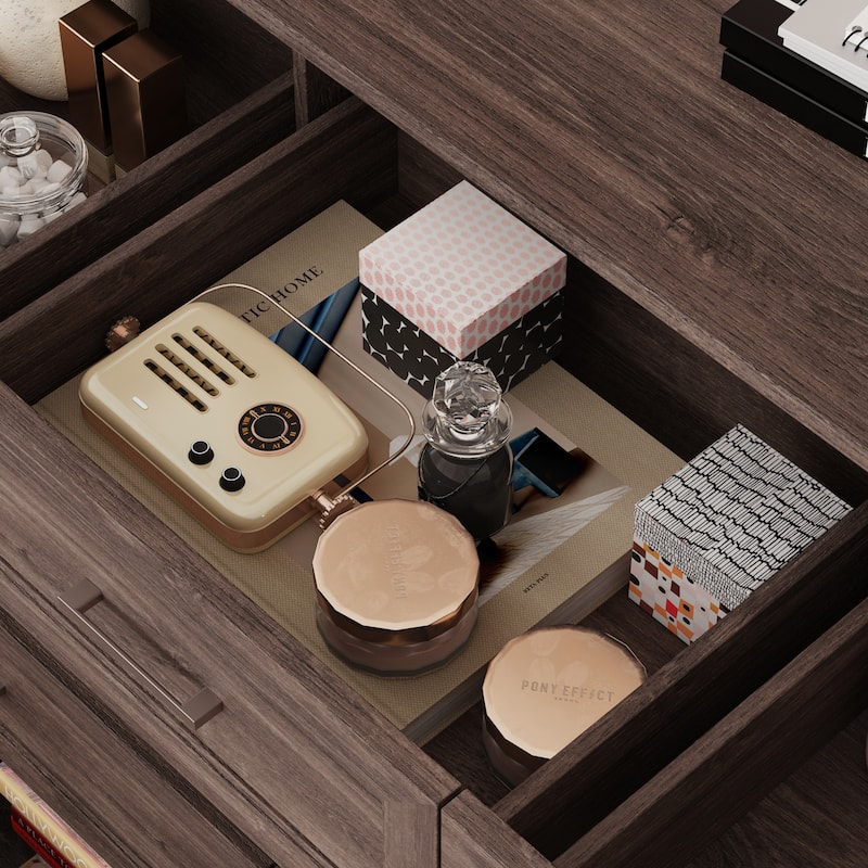 Storage Dresser Organizer TV Stand Chest of Drawers Brown White
