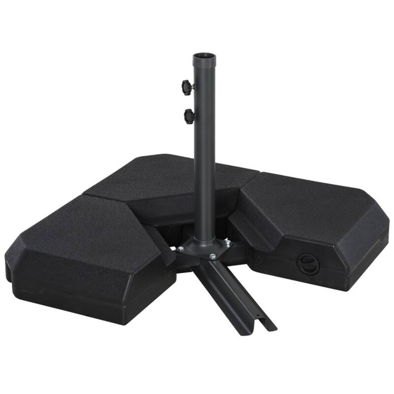 Heavy Duty Patio Umbrella Base Stand with 4 Fillable Weight Plates and Steel Pole for Outdoor Garden Poolside and Backyard