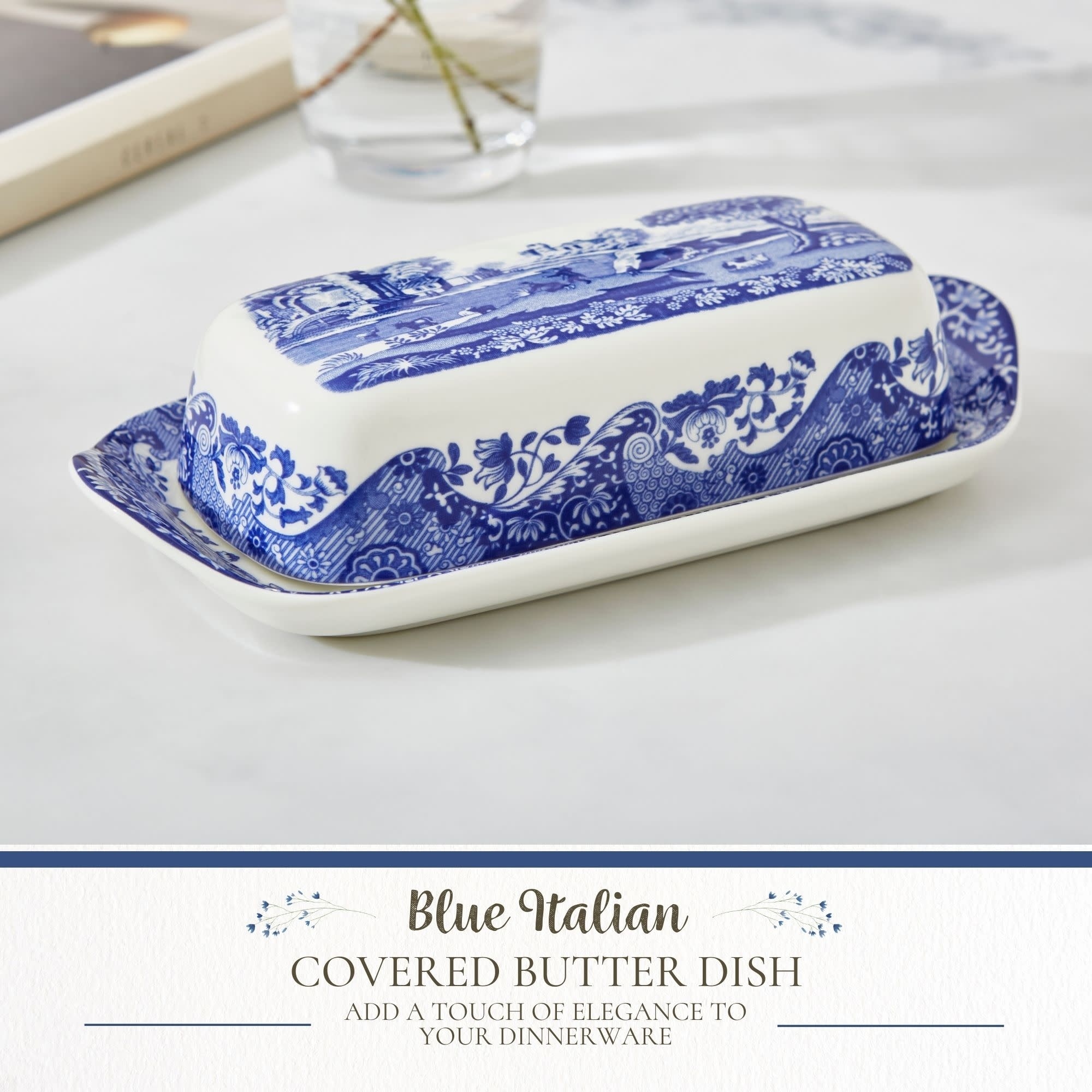 Spode Blue Italian Covered Butter Dish 8