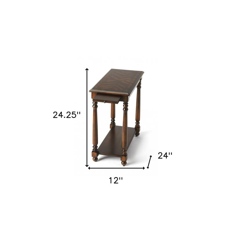 HomeRoots 24" Wood Brown End Table With Shelf - 12' X '24.25' X '24