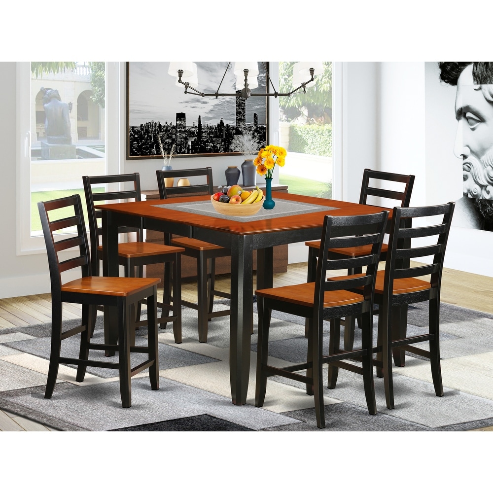Allister counter height rubberwood solid wood dining table discount