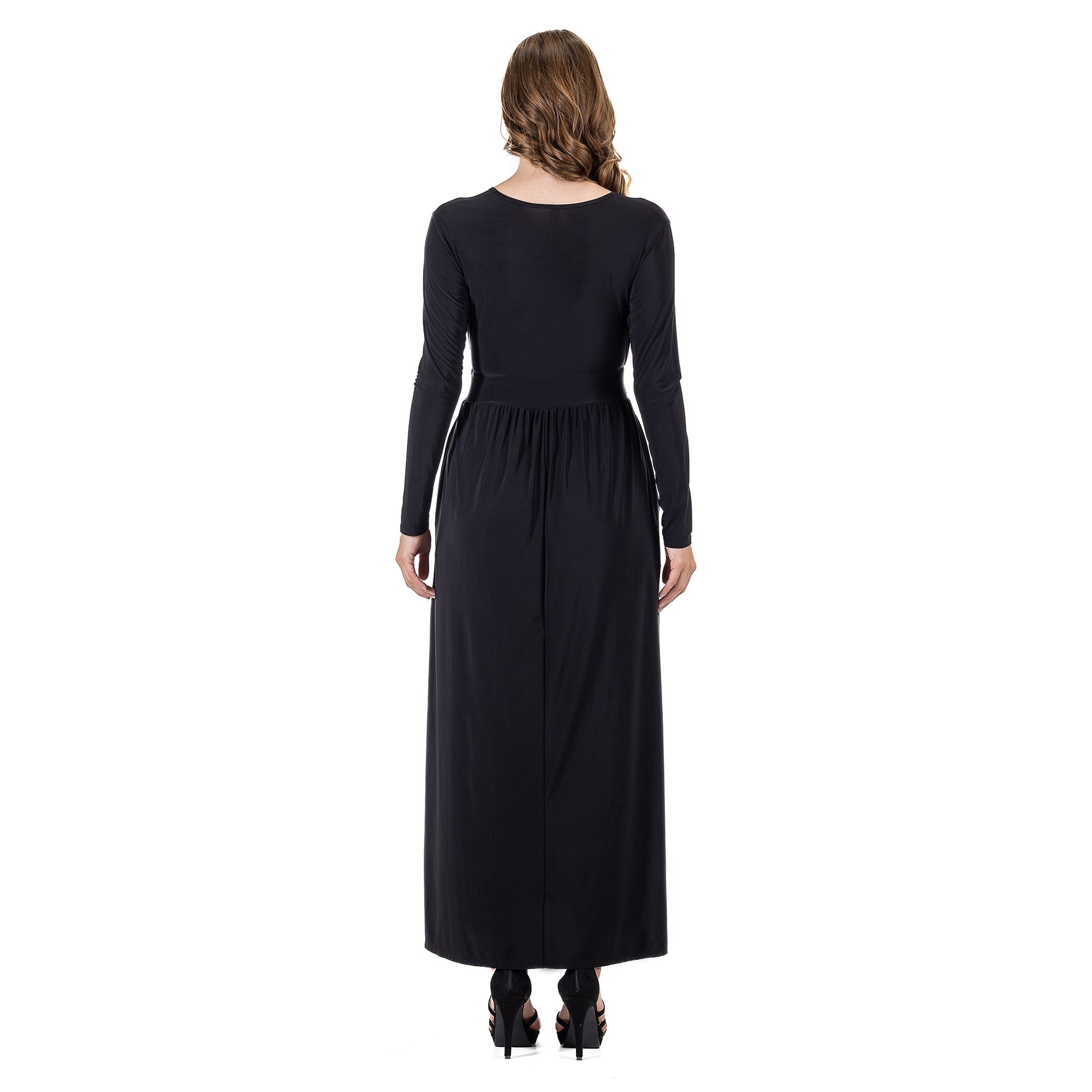 24seven Comfort Apparel Women's Long Sleeve V Neck Side Slit Maxi Dress, 1X 24seven Comfort Apparel Women's Long Sleeve V Neck Side Slit Maxi Dress, 1X