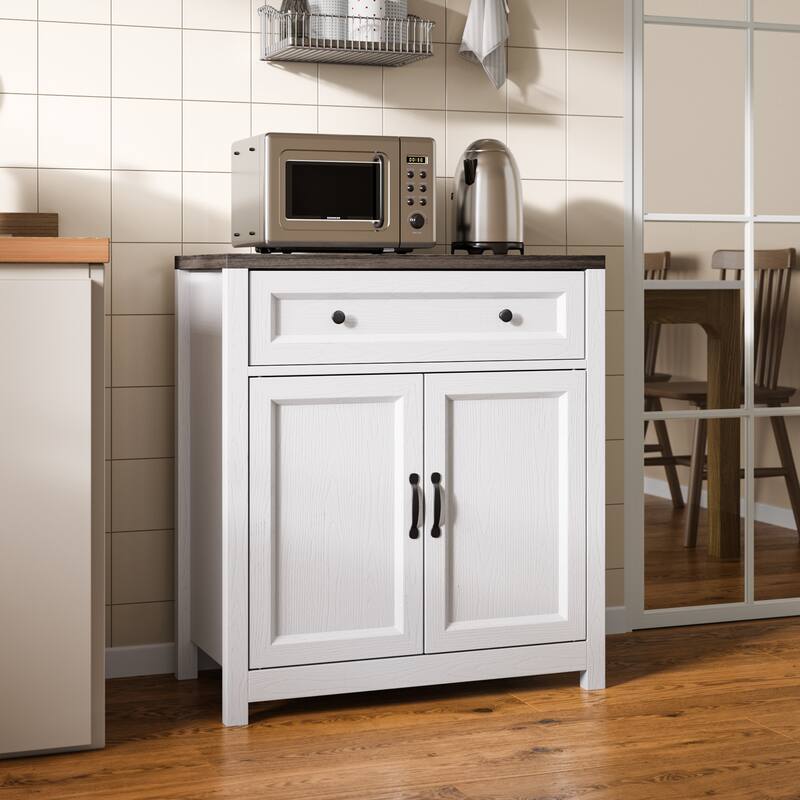 Kitchen Storage Cabinet with Adjustable Shelf, Farmhouse Coffee Bar Sideboard Buffet with Large Drawer
