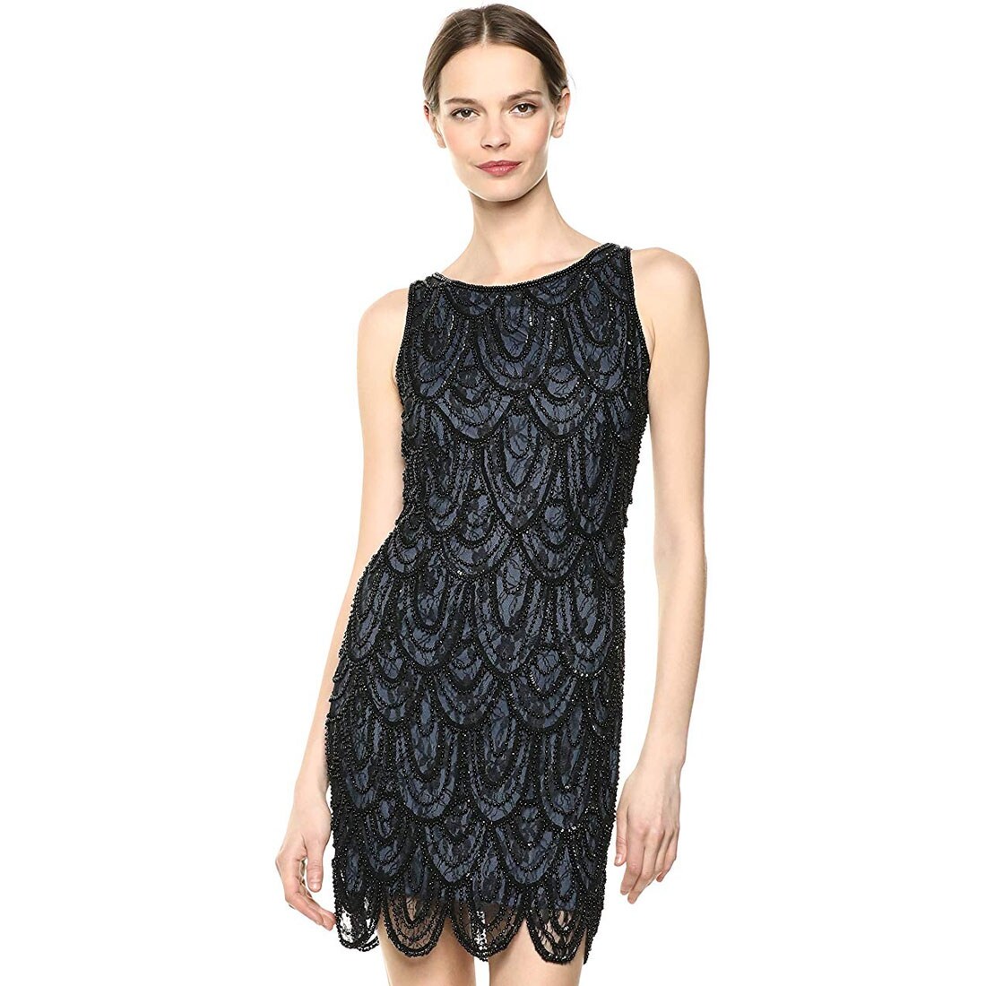 pisarro nights embellished lace gown