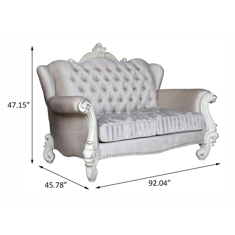 Calvert Ivory and Bone White Loveseat with Wingback