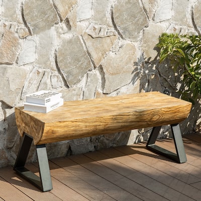 Outdoor Tree Trunk Style Garden Bench - Seating Size: 48'' W x 16'' D x 18'' H