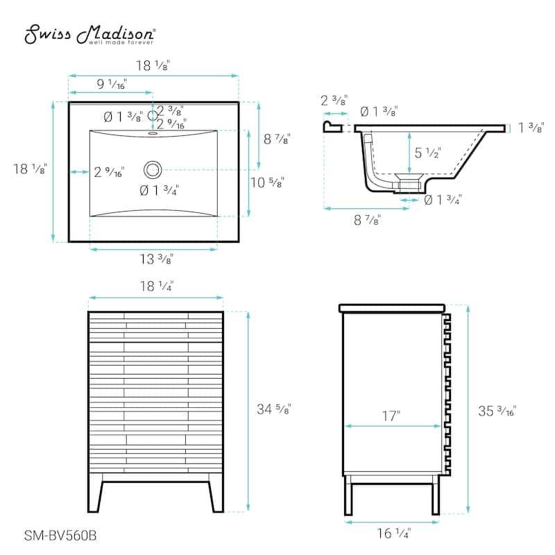 Cascade 18" Bathroom Vanity In Black
