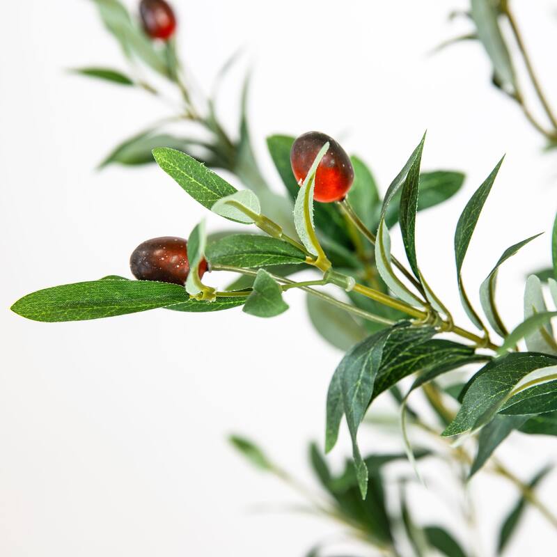 HomeRoots 84" Green Olive Artificial Tree in a Black Pot - 26.00 in. x 84.00 in. x 26.00 in.