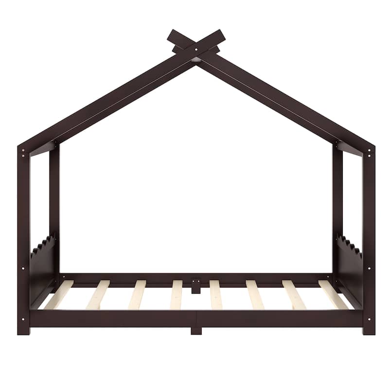 Wood House Bed Floor Bed with Support Slats Montessori Bed