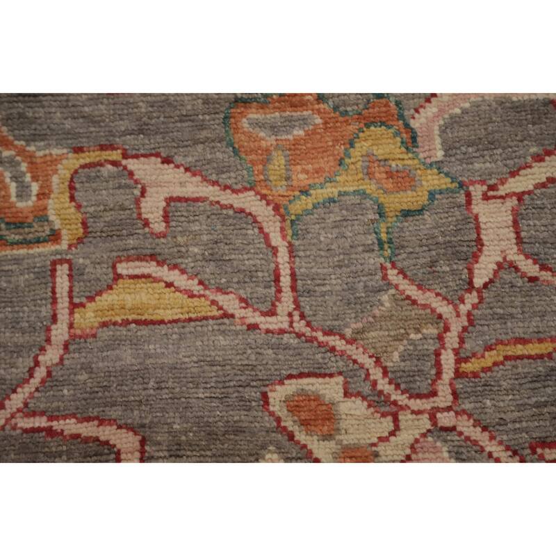 Hand Knotted Oriental 100% Wool Carpet Transitional All-Over Greys & Charcoal Oushak Area Rug - 13' 9'' X 10' 1''