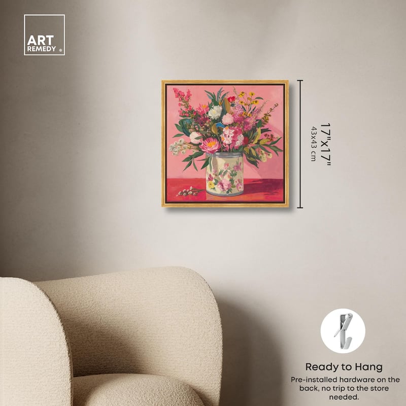 Pink Floral Tin Canvas by Art Remedy