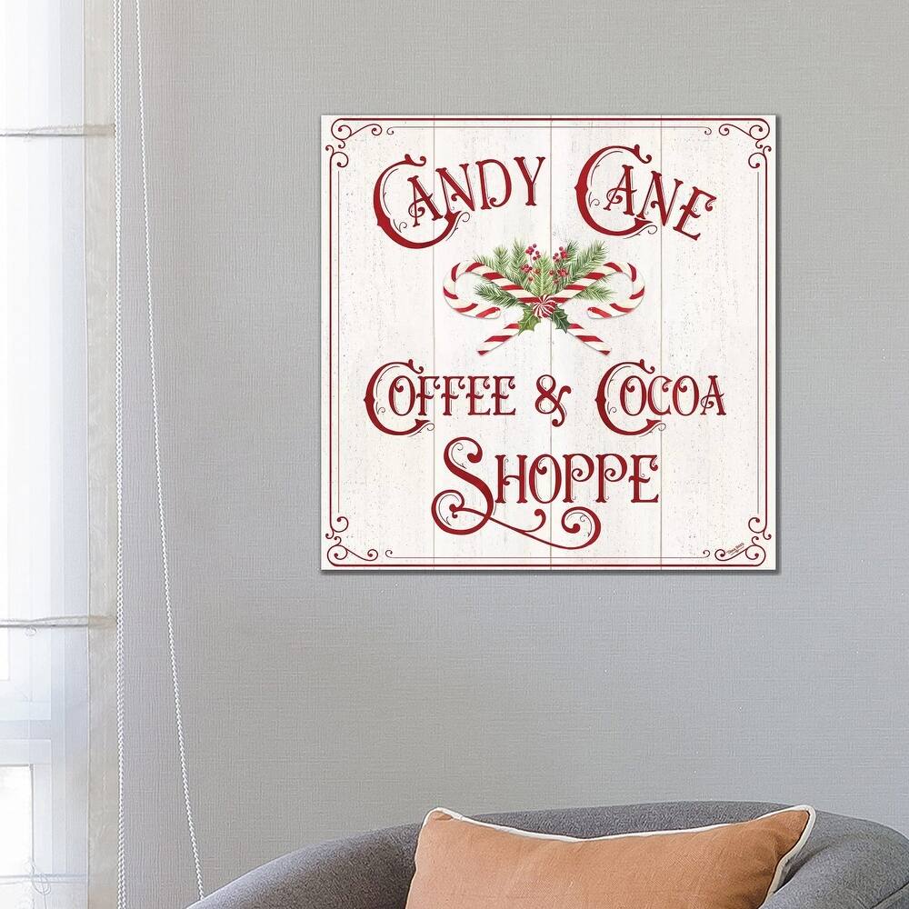iCanvas "Vintage Christmas Signs I-Candy Cane Coffee" by Tara Reed Canvas Print