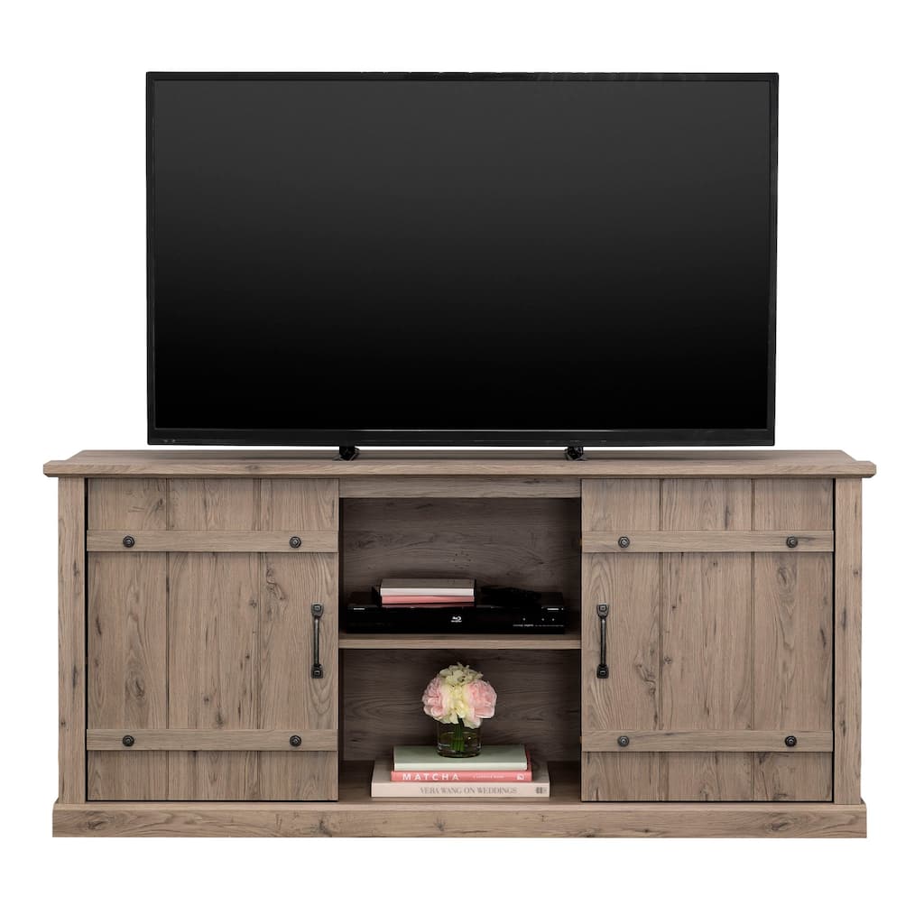 Wood Credenza for TVs up to 70" with Hidden Storage - 62.44" W x 16.77" D x 28.54" H