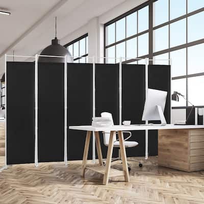 6 Panel Privacy Room Divider Folding Screen with Steel Support Base