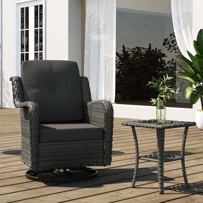 Outdoor Rattan Rocker Wicker Swivel Rocking Chair