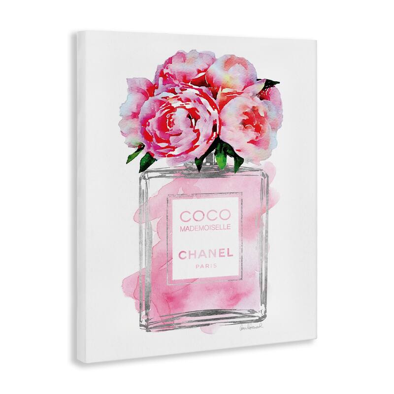 Stupell Glam Perfume Bottle V2 Peony Stretched Canvas Wall Art
