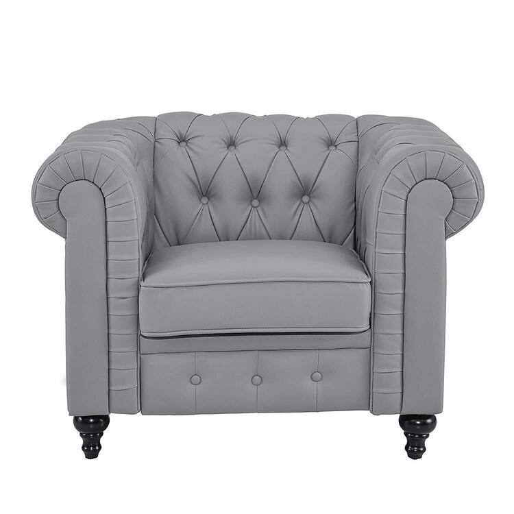 Chesterfield Modern Sofa & Accent Chair with Rolled Arms Tufted Cushions Sectional Sofa Couch for Small Spaces
