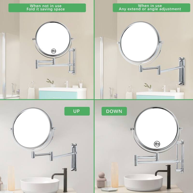 8 inch Double-Sided Framed Wall Mounted Magnifying Bathroom Mirror