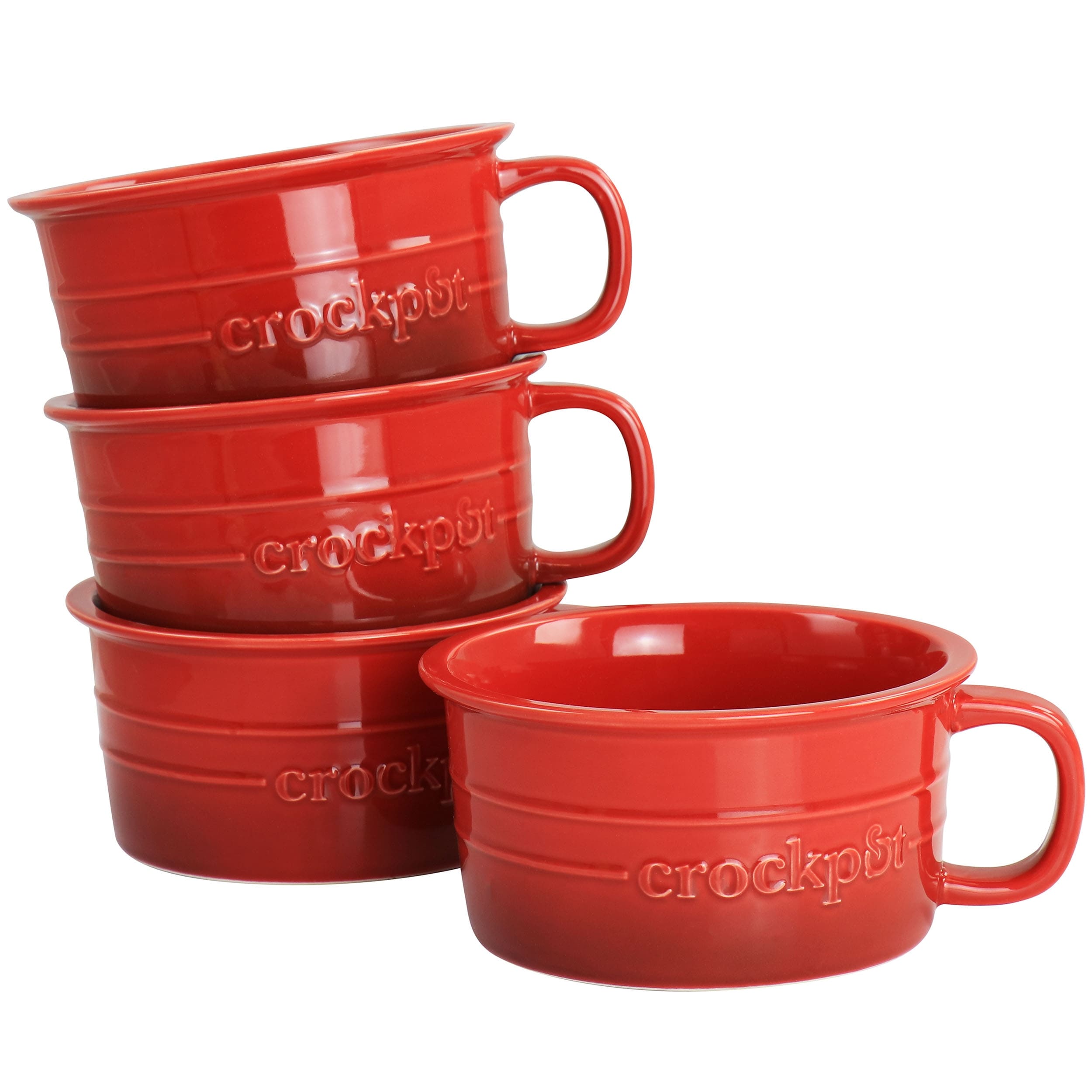 Crock Pot Appleton 24oz Stoneware 4 Piece Soup Mug Set in Gradient Red