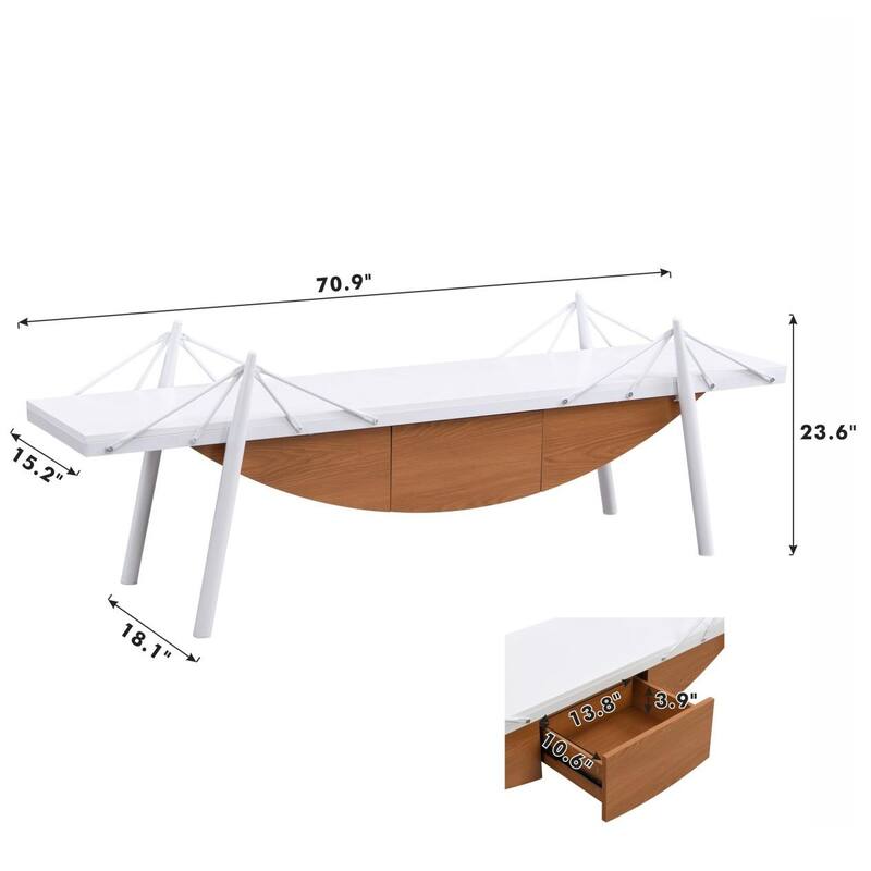 70.87" Nautical Console Table with Storage Drawer & Metal Frame