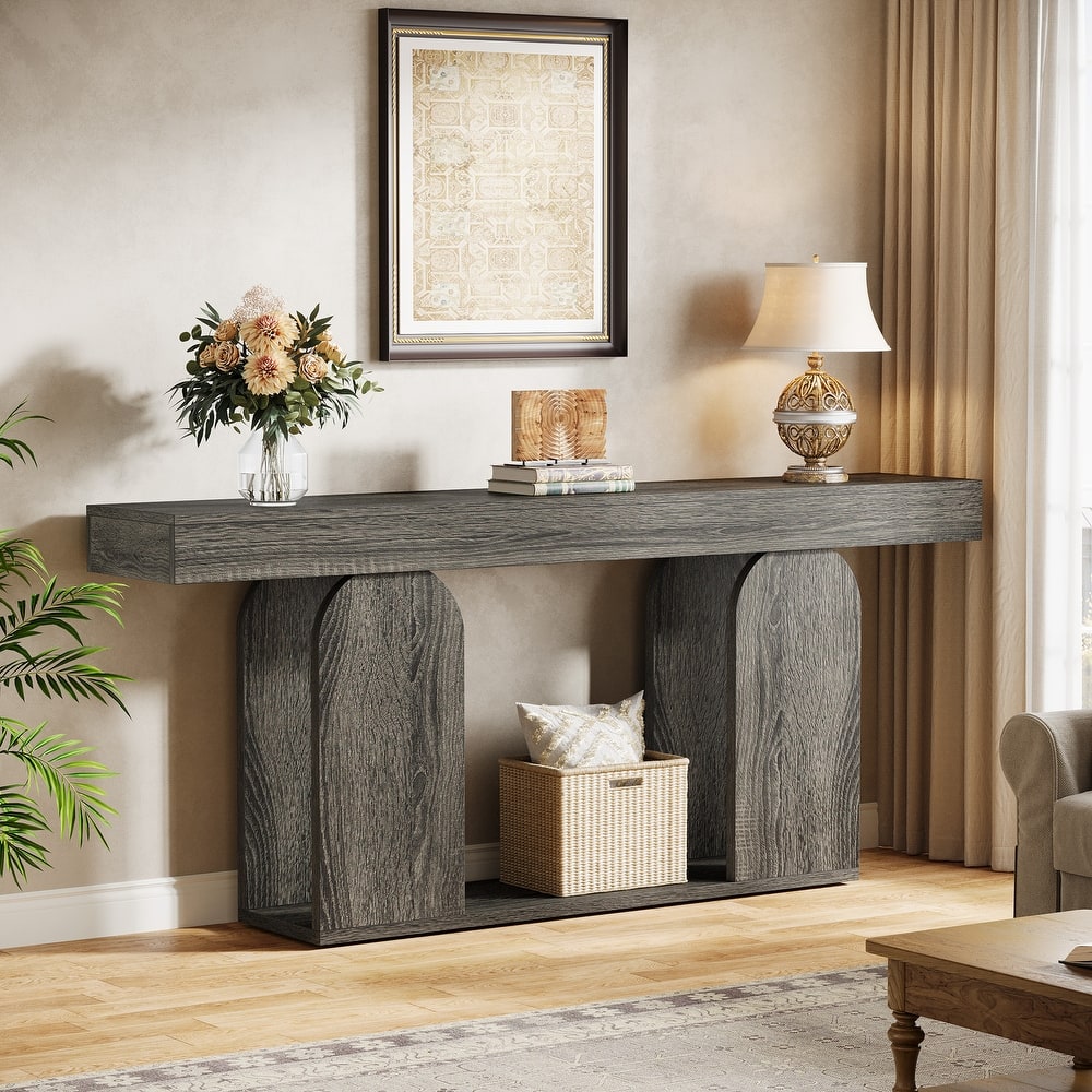 70.9" Console Table, Wood Sofa/Entryway Table with Storage Shelf, Living Room Hallway Foyer Behind Couch