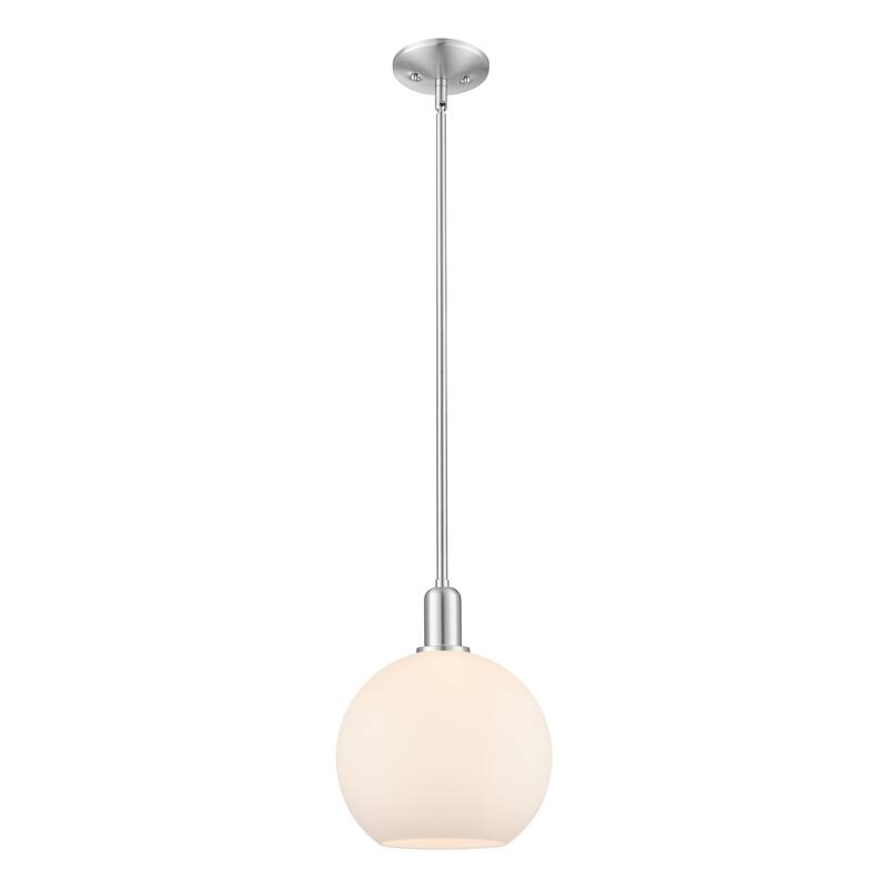 Innovations Lighting Endless Possibilities Arcadia - Athens - 1 Light 10" Stem Hung Mini Pendant - Matte White/Brushed Satin Nickel