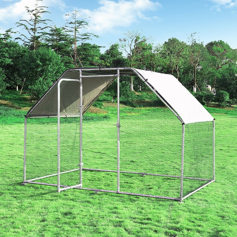 Costway Large Walk In Chicken Coop Run House Shade Cage 9.5' x 6.5' - 9.5' x 6.5' x 6' (L x W x H)